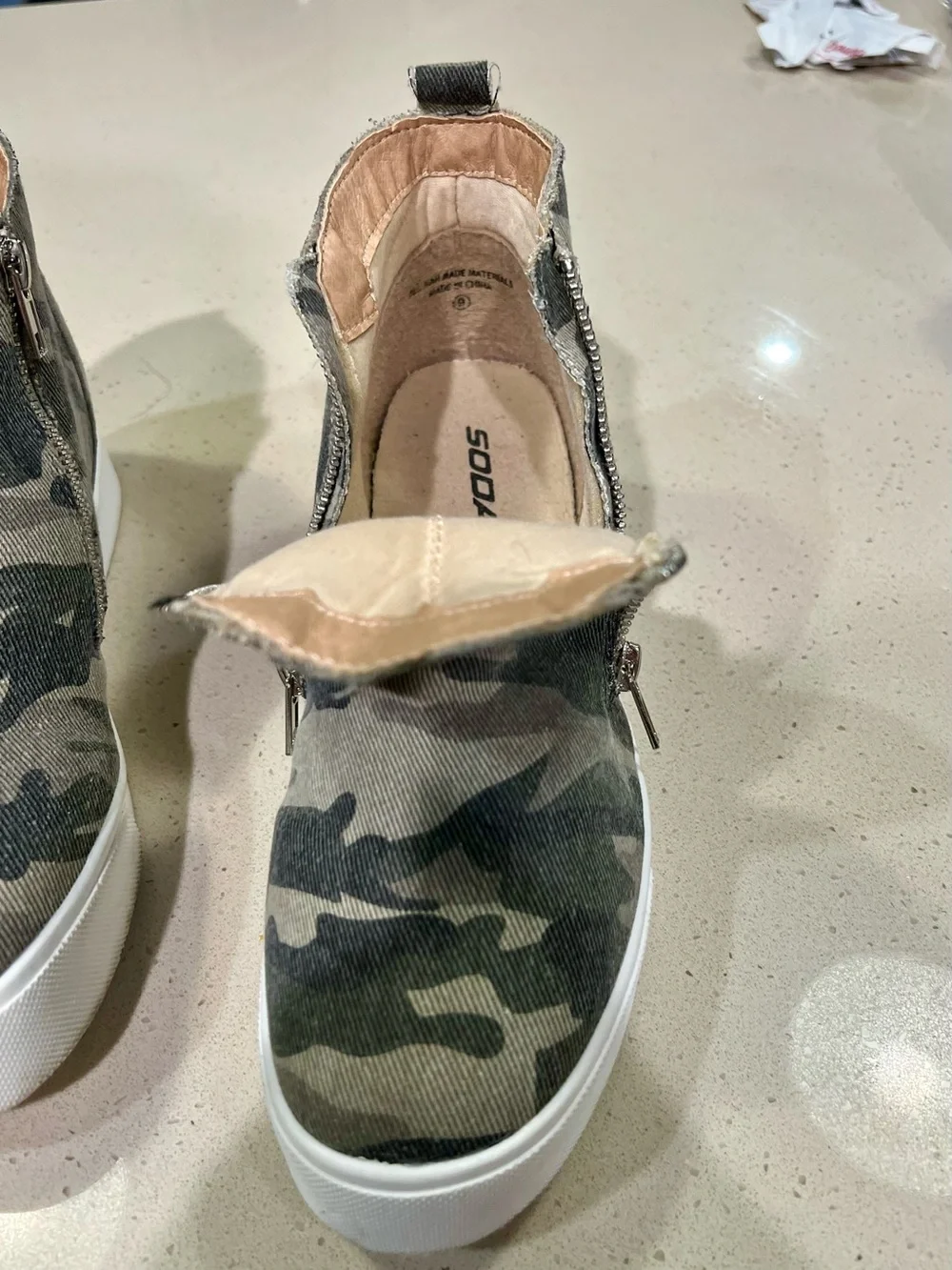 Soda Camouflage Zip-Front Wedge Sneakers - Womens Size 9